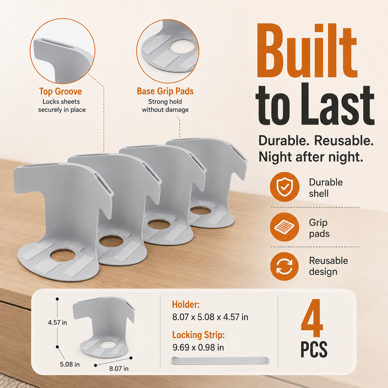 🛡️Invisible Bed Sheet Holders – 4-Corner Fixer Set