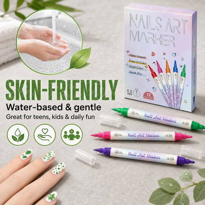 🎨Dual-Tip Nail Art Marker Pens – 12/24 Color Set
