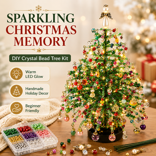 DIY Crystal Bead Christmas Tree Kit with Warm LED Lights