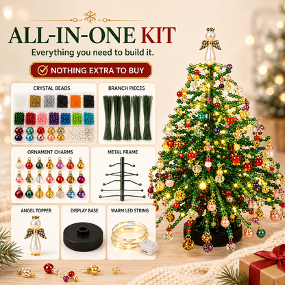 DIY Crystal Bead Christmas Tree Kit with Warm LED Lights