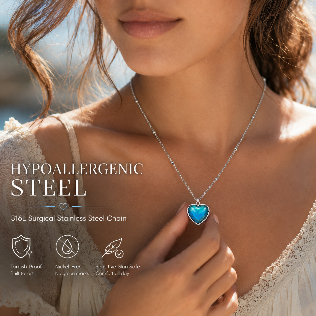 💖 Buy 1 Get 1 Free： Emotion-Sensing Mood Color-Changing Heart Necklace