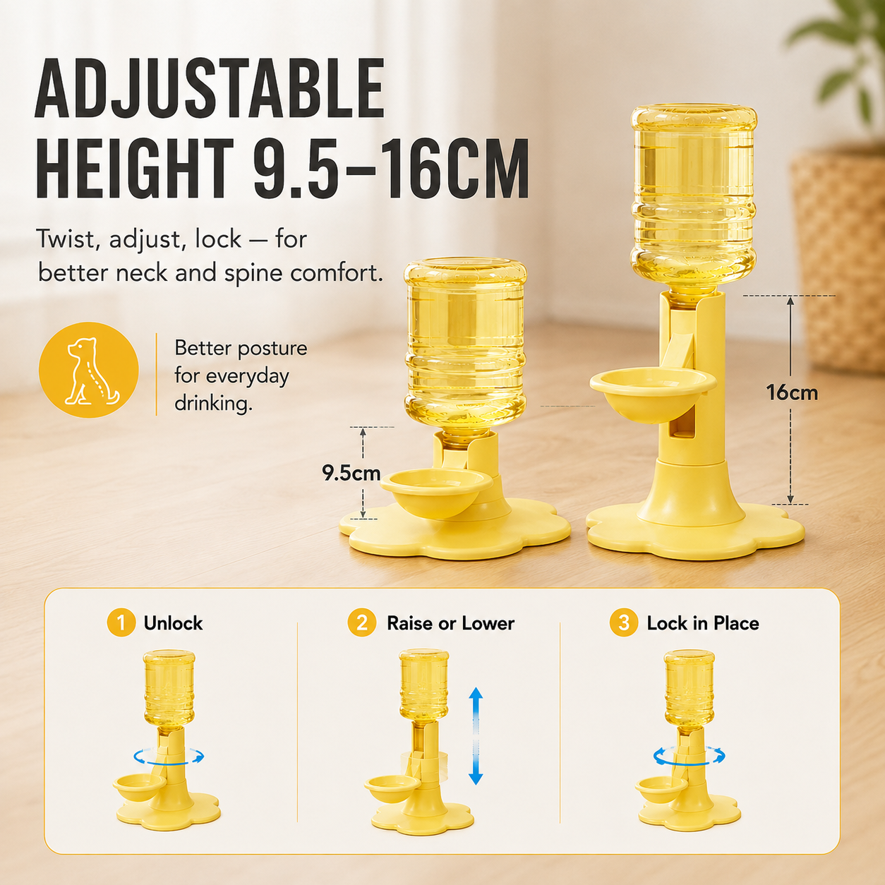 💧640ml Adjustable Gravity Pet Water Dispenser for Cats & Small Dogs