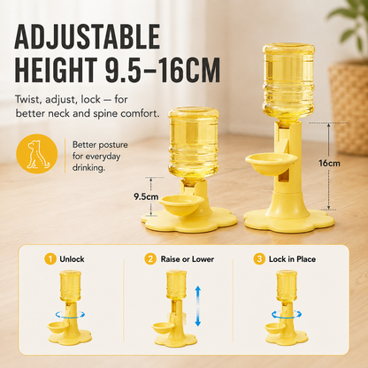 💧640ml Adjustable Gravity Pet Water Dispenser for Cats & Small Dogs
