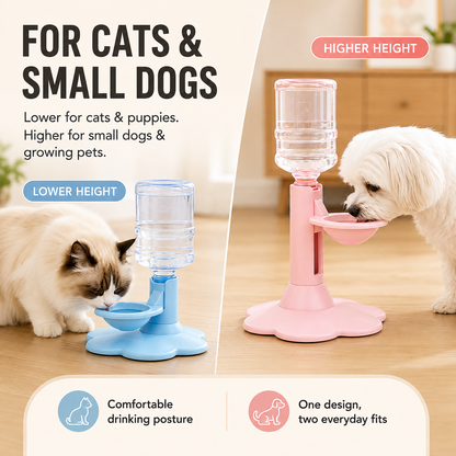 💧640ml Adjustable Gravity Pet Water Dispenser for Cats & Small Dogs