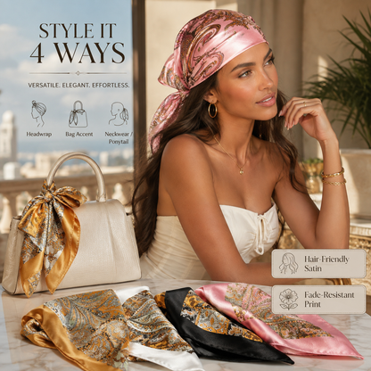 ✨ 4-Piece Premium Satin Square Head Scarf Set (35" x 35") 🧣
