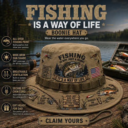 Fishing Is a Way of Life Boonie Hat | Wide-Brim Fishing Hat