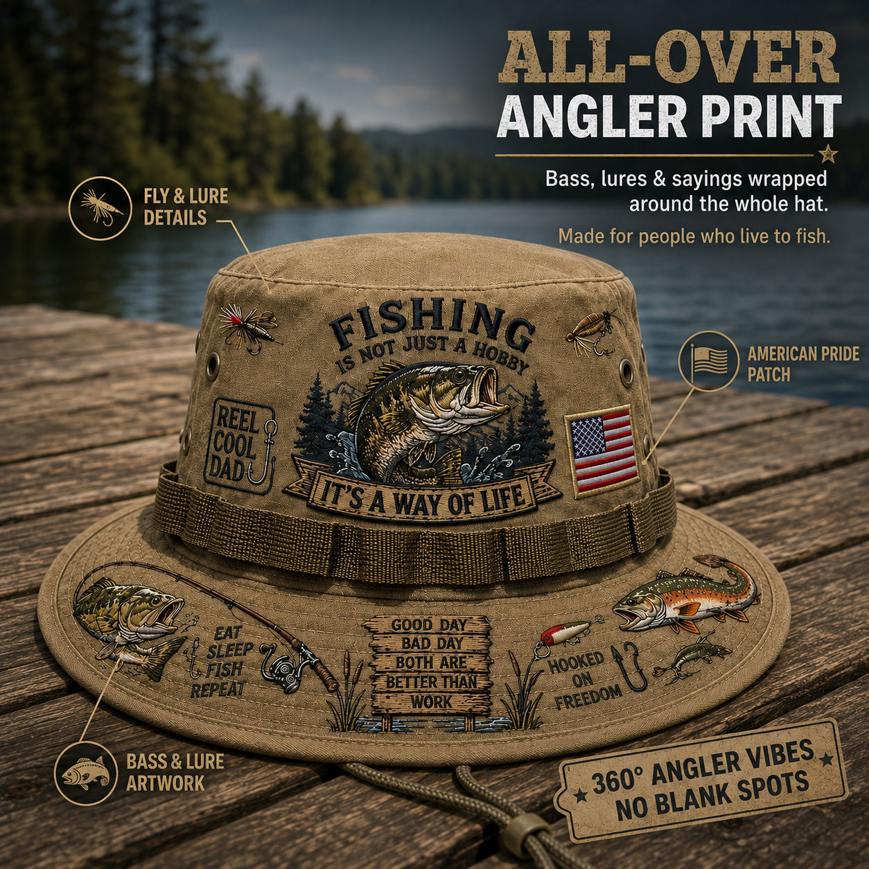 Fishing Is a Way of Life Boonie Hat | Wide-Brim Fishing Hat