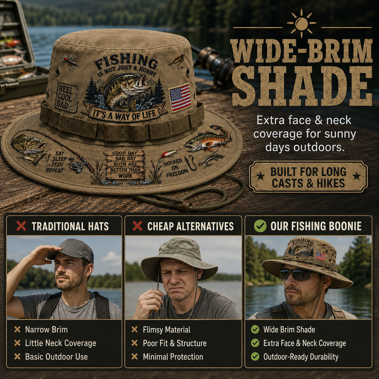 Fishing Is a Way of Life Boonie Hat | Wide-Brim Fishing Hat