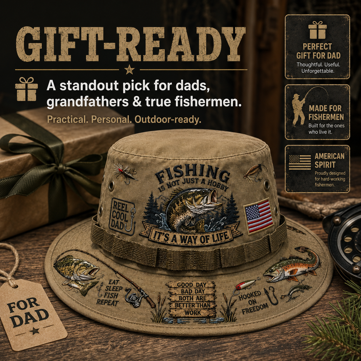 Fishing Is a Way of Life Boonie Hat | Wide-Brim Fishing Hat