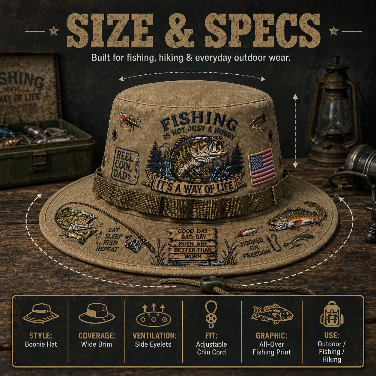 Fishing Is a Way of Life Boonie Hat | Wide-Brim Fishing Hat