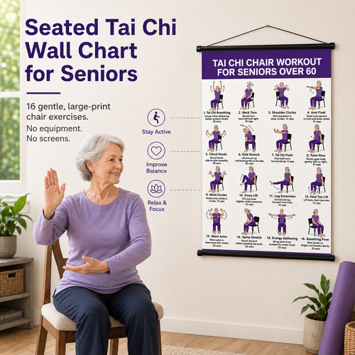 Seated Tai Chi Wall Chart for Seniors | 16 Chair Exercises|Relax in the office
