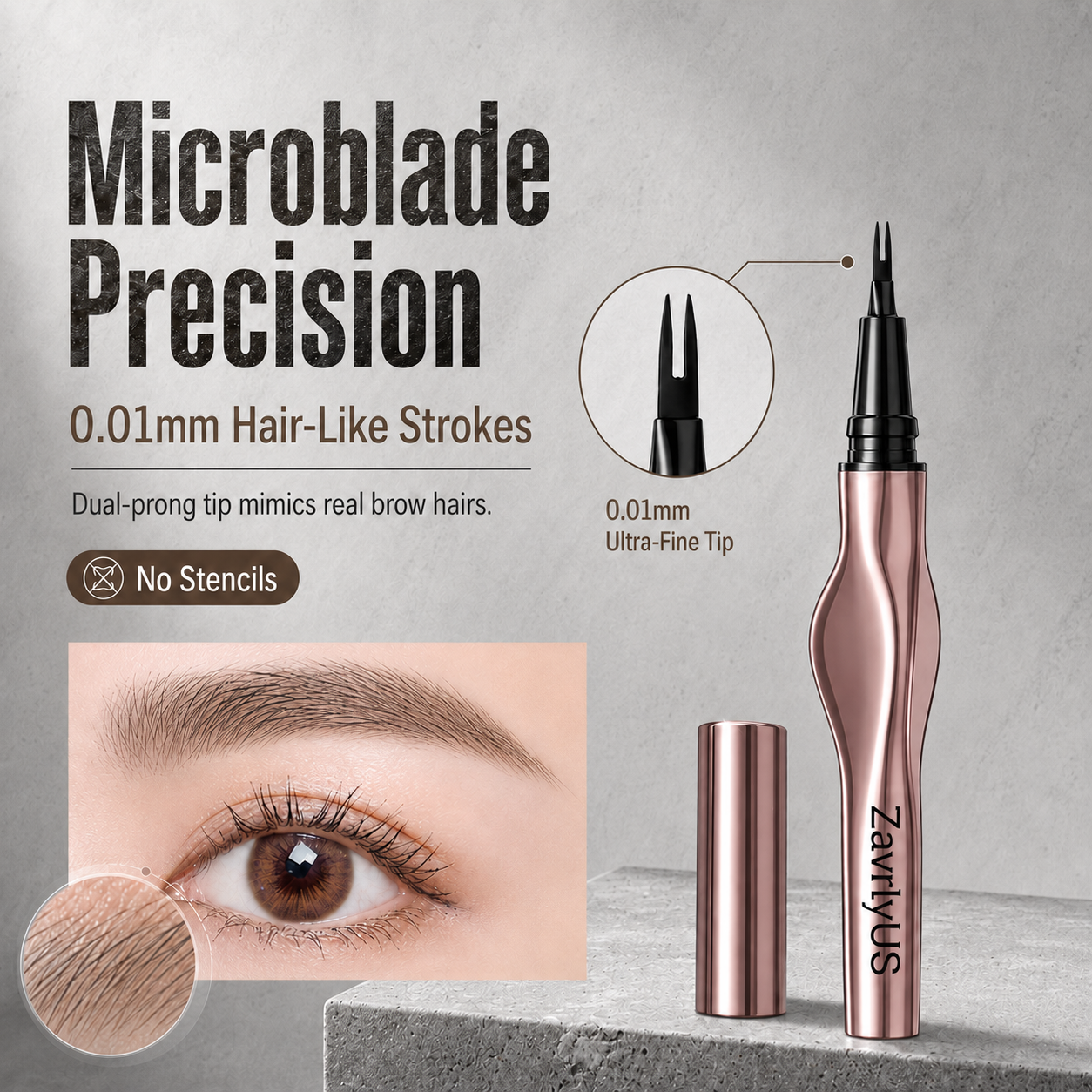 2-Tip Microblade Eyebrow Pen – Waterproof Hair-Like Strokes