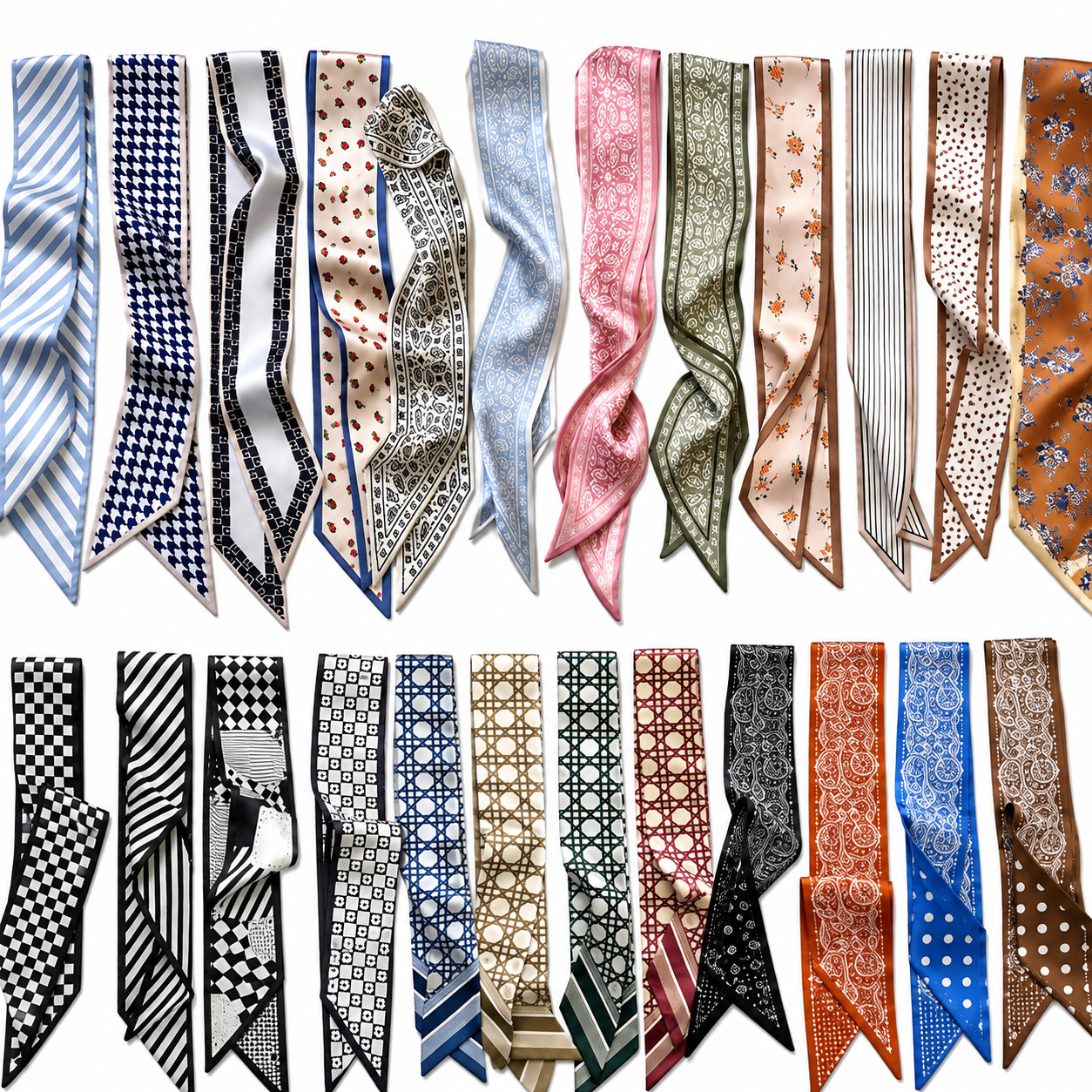 🎀 24-Pack Luxe Silk-Feel Multi-Way Ribbon Scarves