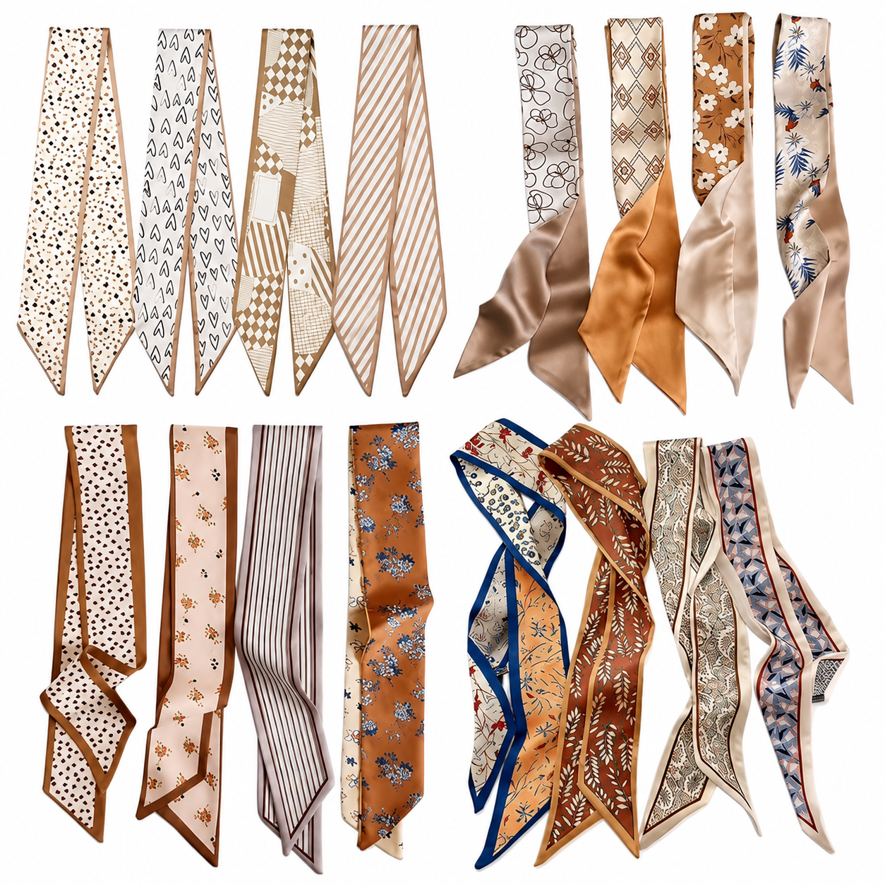 🎀 24-Pack Luxe Silk-Feel Multi-Way Ribbon Scarves
