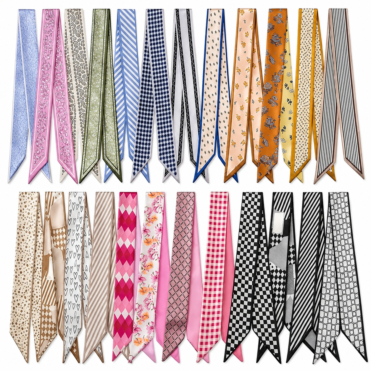🎀 24-Pack Luxe Silk-Feel Multi-Way Ribbon Scarves