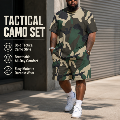 ✨ Men's Camouflage 2-Piece Outfit – Oversized T-Shirt & Shorts Set 🪖