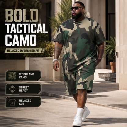 ✨ Men's Camouflage 2-Piece Outfit – Oversized T-Shirt & Shorts Set 🪖
