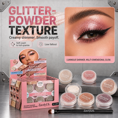 6-Piece Glitter Eyeshadow Topper Set with Brush