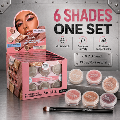 6-Piece Glitter Eyeshadow Topper Set with Brush