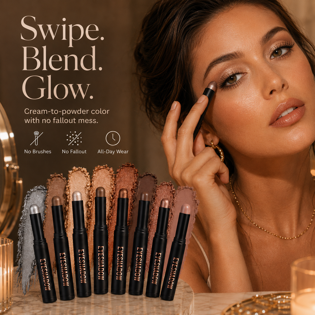 ✨ 8-Pcs Neutral Eyeshadow Stick Set – Waterproof Cream Matte & Shimmer Makeup Sticks 👁️✨