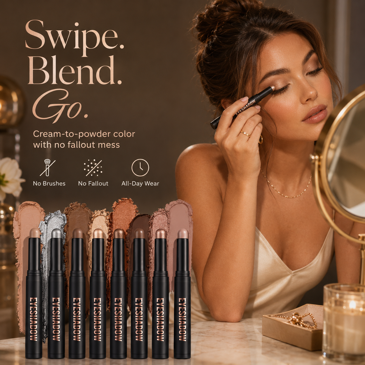 ✨ 8-Pcs Neutral Eyeshadow Stick Set – Waterproof Cream Matte & Shimmer Makeup Sticks 👁️✨