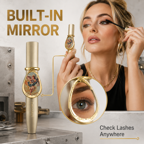 ✨Waterproof Mascara with Built-In Mirror & Silicone Brush