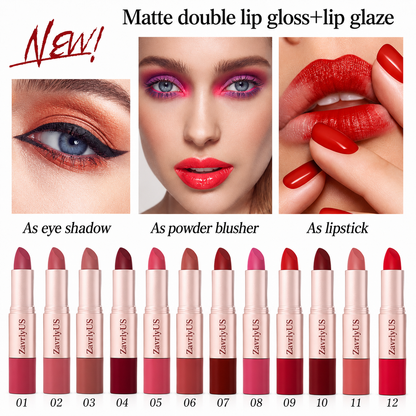 2-in-1 Matte Lipstick & Lip Gloss Set | 3-Piece Lip Duo