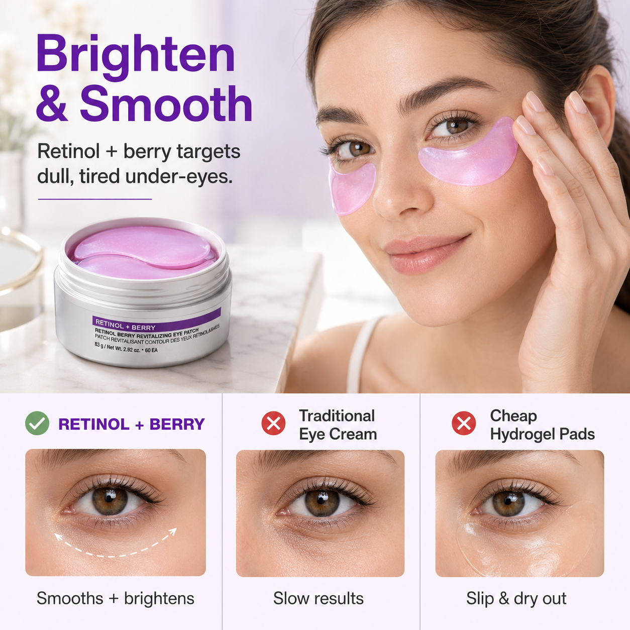 Retinol Berry Eye Patches for Puffiness & Fine Lines