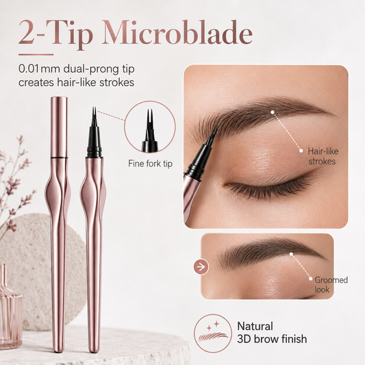 2-Tip Microblade Eyebrow Pen – Waterproof Hair-Like Strokes