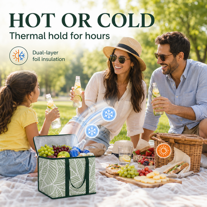 29L Insulated Grocery Cooler Bag | Foldable Waterproof Tote