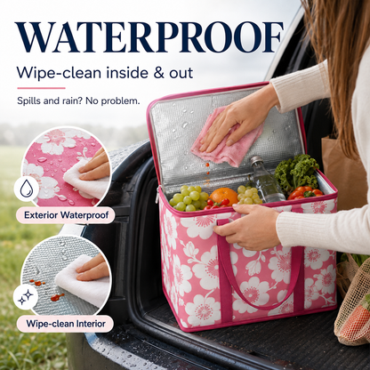 29L Insulated Grocery Cooler Bag | Foldable Waterproof Tote
