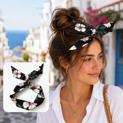 ✨ Retro Polka Dot & Floral Hair Wrap