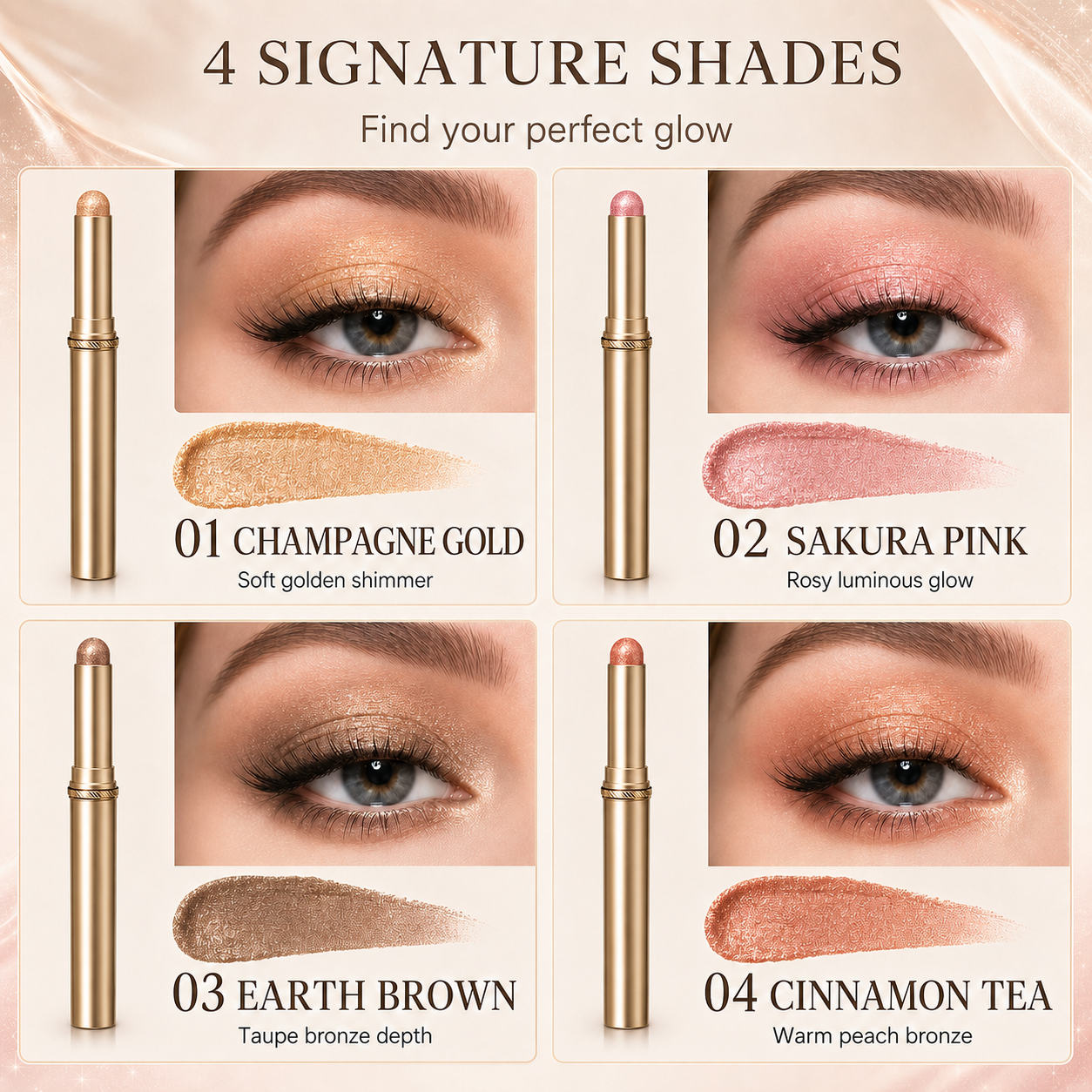 ✨ Tri-Color Gradient Eyeshadow Stick