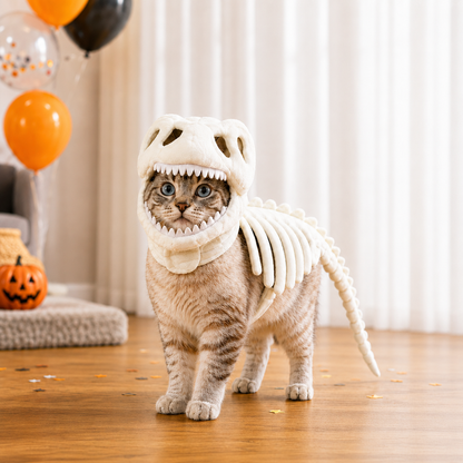 🦖 Glow-in-the-Dark Dino Skeleton Pet Costume