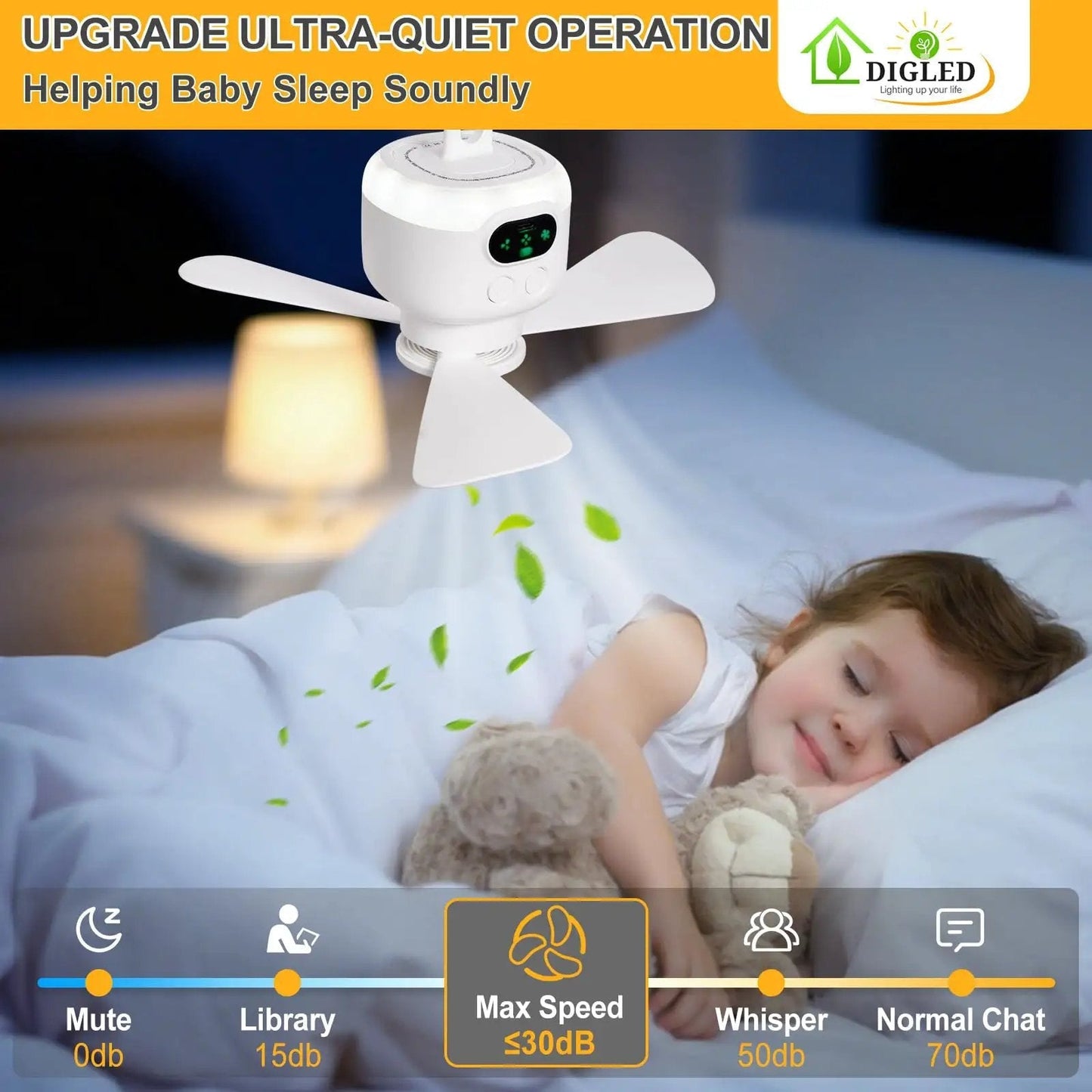 💡Portable Hanging Fan With Light And Remote Control