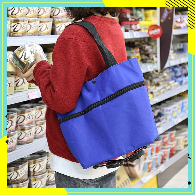 2-in-1 Rolling Grocery Tote & Foldable Trolley Bag