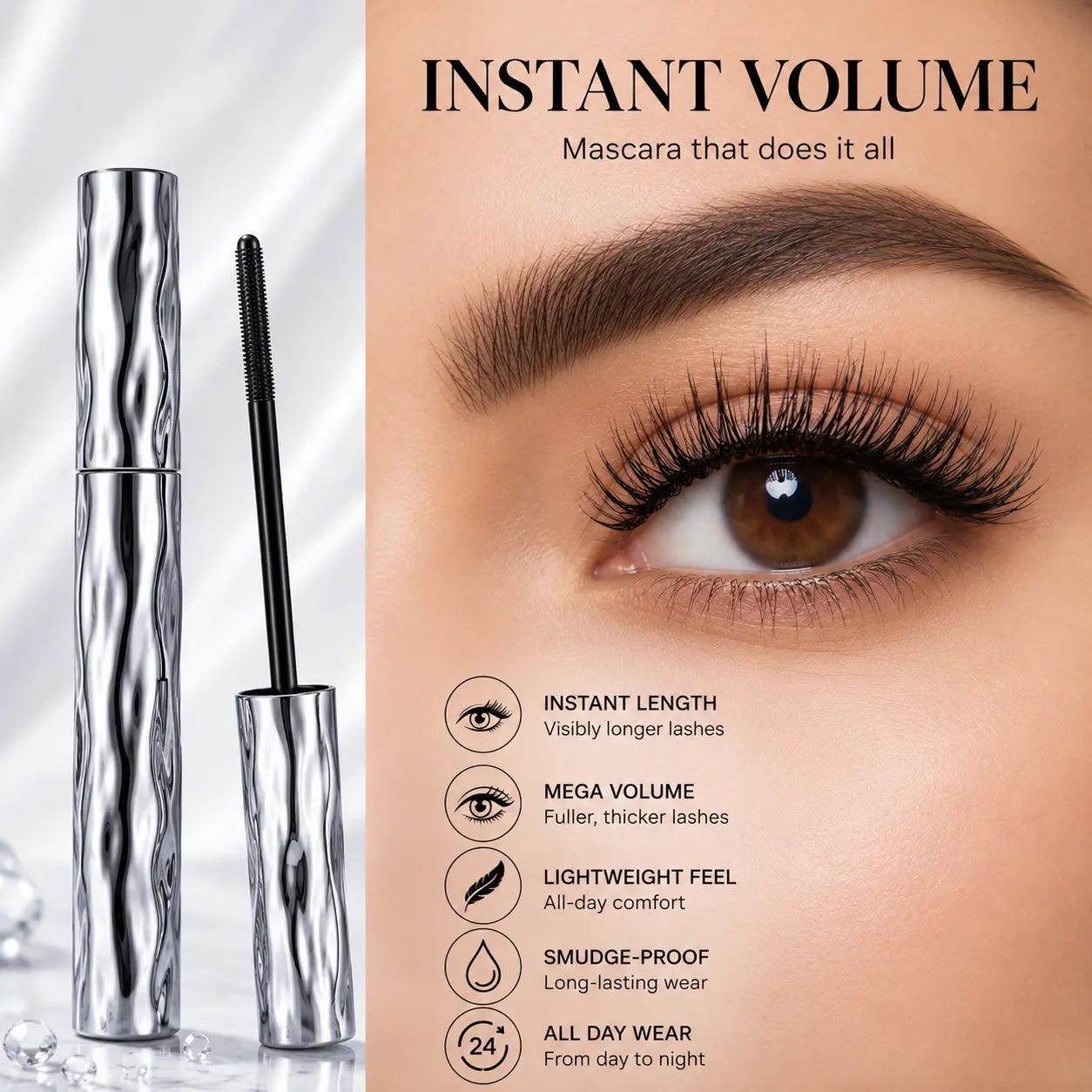 Waterproof Lengthening & Curling Black Mascara