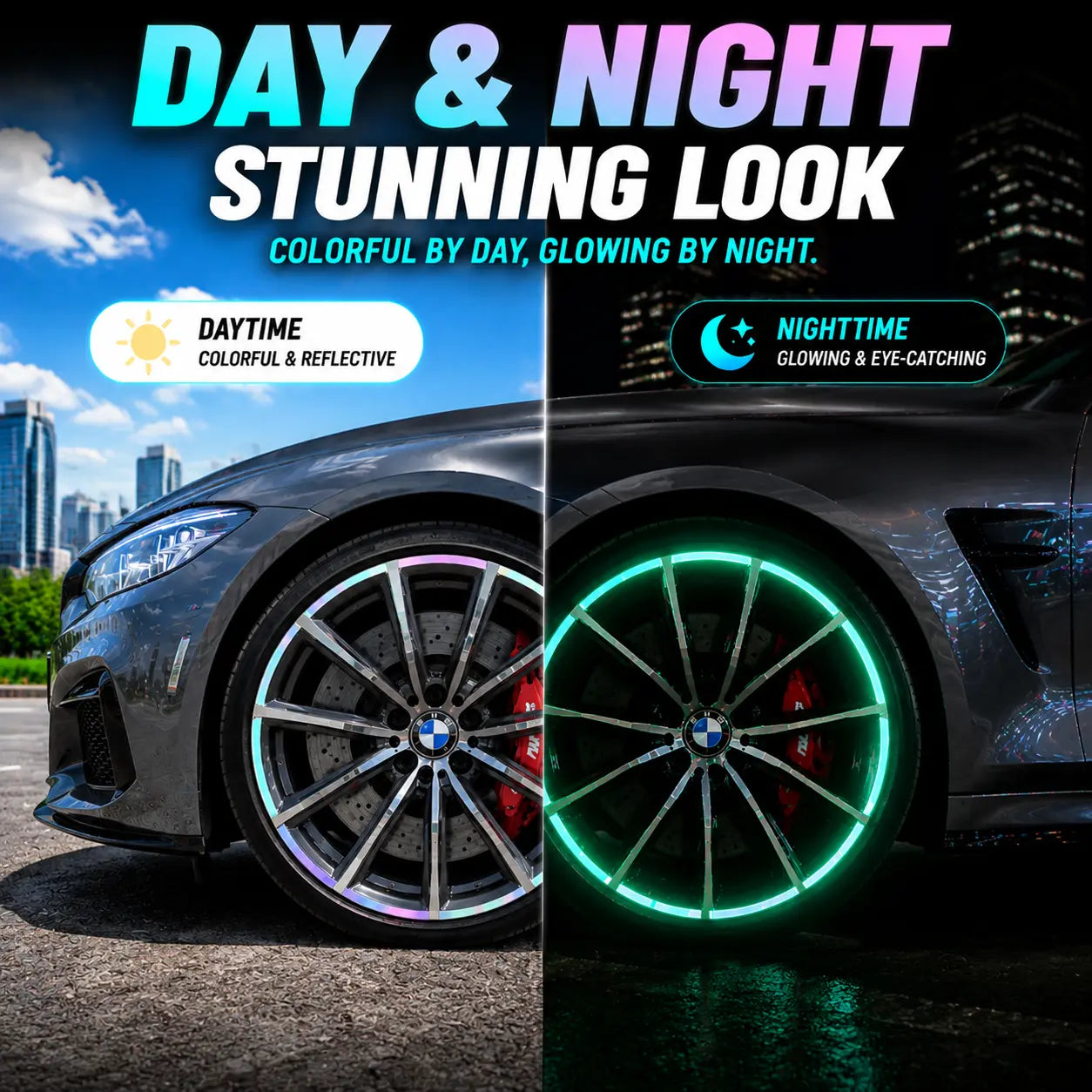 💎 Cyber Neon Glow Wheel Rim Reflective Stickers – Universal Fit for Cars & SUVs 🚘✨
