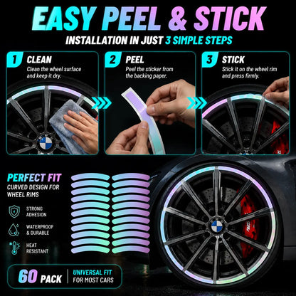 💎 Cyber Neon Glow Wheel Rim Reflective Stickers – Universal Fit for Cars & SUVs 🚘✨