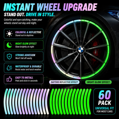 💎 Cyber Neon Glow Wheel Rim Reflective Stickers – Universal Fit for Cars & SUVs 🚘✨