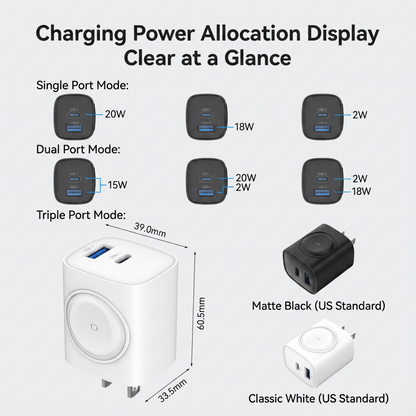 ⚡2-in-1 Minimalist Wireless Charging Pad | 20W Fast PD Charger🔌