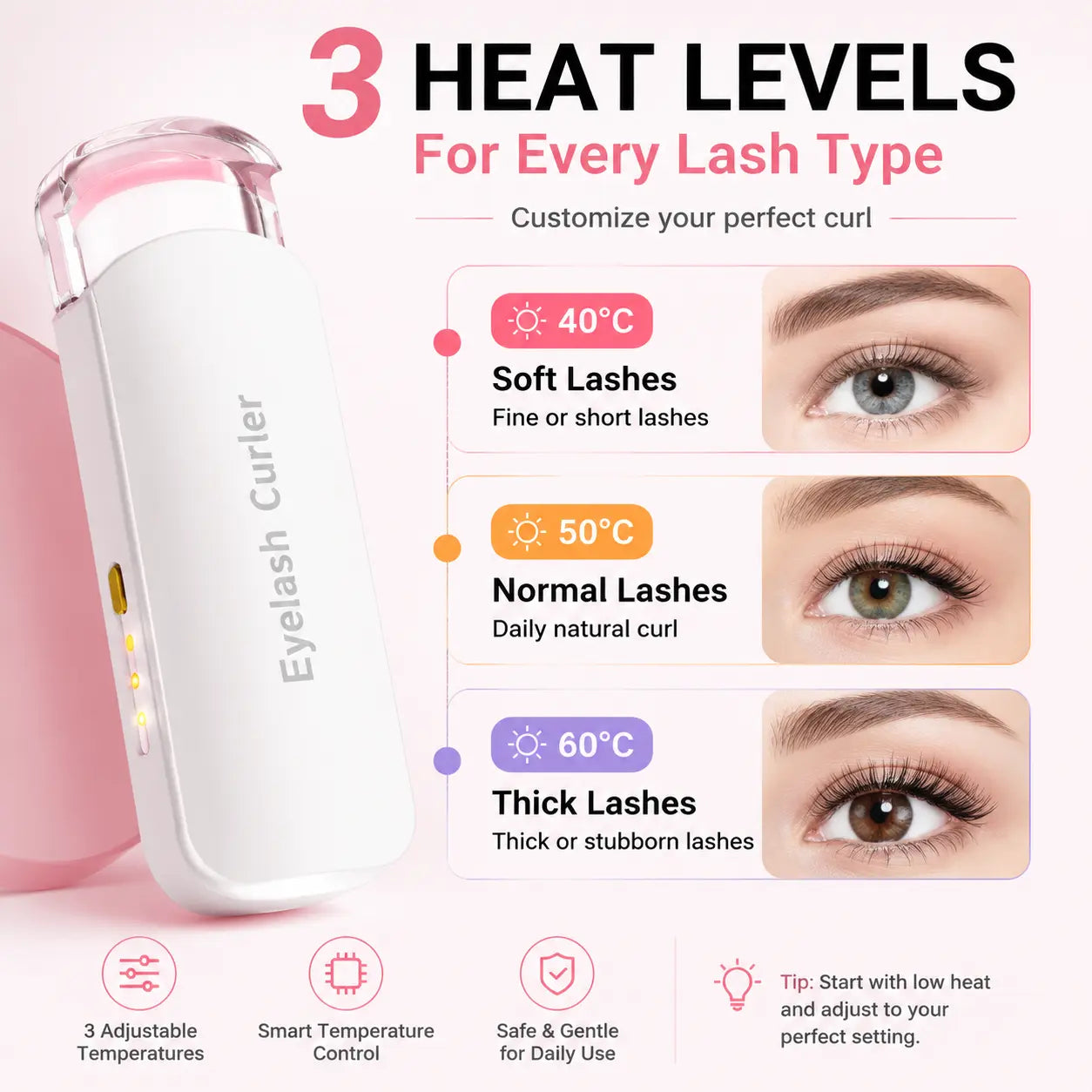 ✨Heated Eyelash Curler | 3 Heat Settings & USB-C