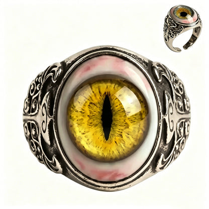 👁️Realistic Eyeball Ring - Adjustable Gothic Punk🦇 Statement Jewelry✨Handmade