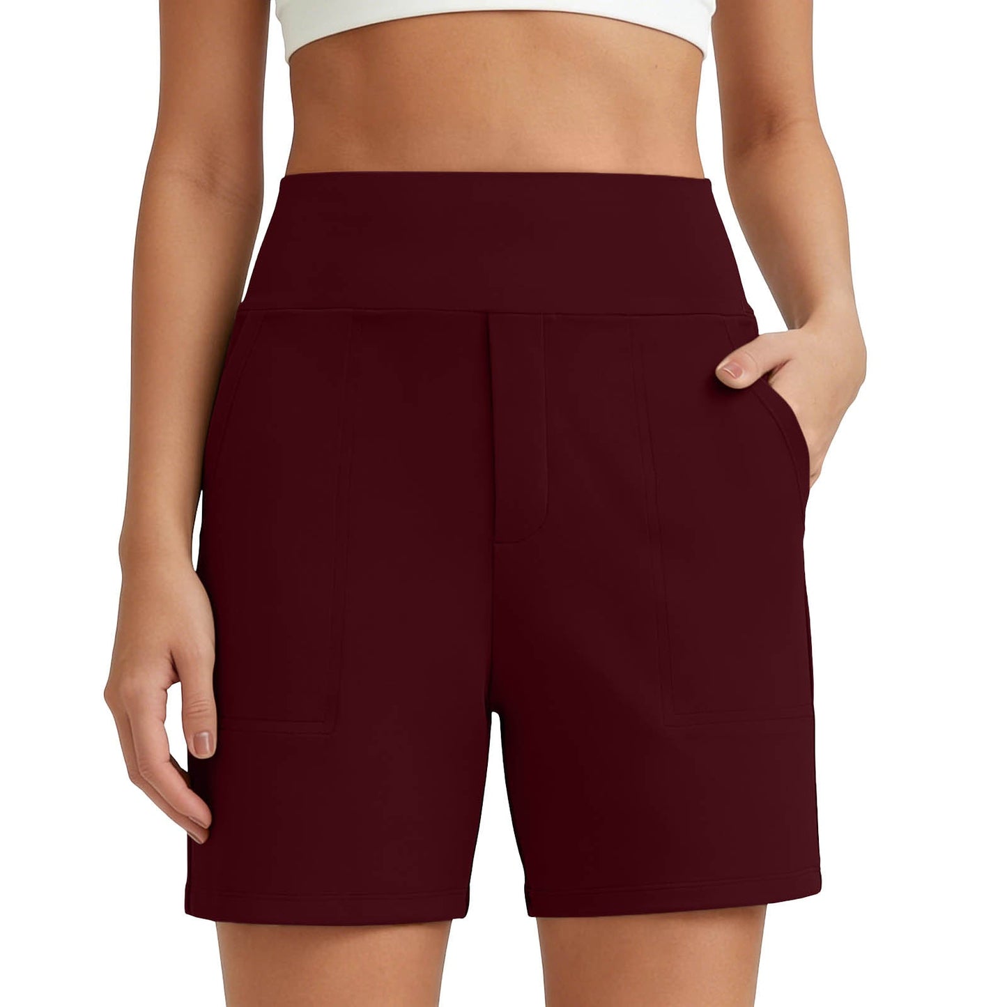 Women's High-Waisted Athletic Bermuda Shorts with Pockets – Running, Yoga, Summer Casual Activewear(Buy 2 Free Shipping)
