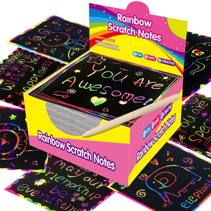 Rainbow Scratch Art Paper – 100 Sheets DIY Magic Reveal Kit