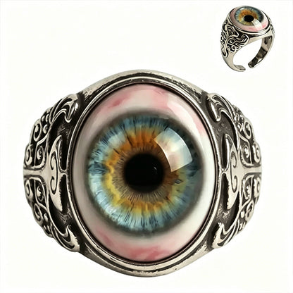 👁️Realistic Eyeball Ring - Adjustable Gothic Punk🦇 Statement Jewelry✨Handmade