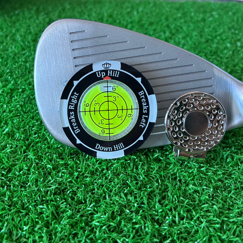 2-in-1 Golf Ball Marker & Precision Green Slope Reader Level