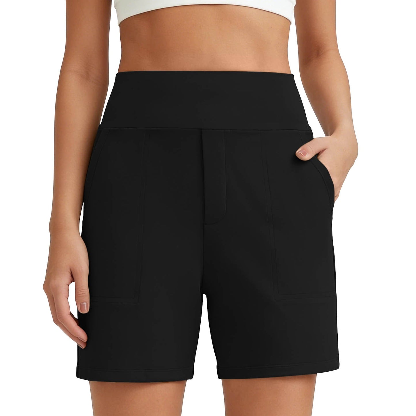 Women's High-Waisted Athletic Bermuda Shorts with Pockets – Running, Yoga, Summer Casual Activewear(Buy 2 Free Shipping)