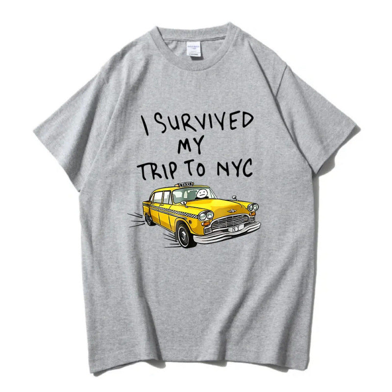 🗽"I Survived My Trip To NYC" Graphic Tee - 100% Cotton Slogan T-Shirt