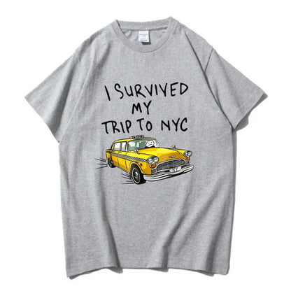 🗽"I Survived My Trip To NYC" Graphic Tee - 100% Cotton Slogan T-Shirt